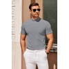 image:imageCOOFANDY Mens Mock Turtleneck Sweater Short Sleeve Slim Fit Turtle Neck Sweaters Casual Basic Tee Ribbed Knit Pullover TopsLight Grey