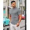image:imageCOOFANDY Mens Mock Turtleneck Sweater Short Sleeve Slim Fit Turtle Neck Sweaters Casual Basic Tee Ribbed Knit Pullover TopsLight Grey