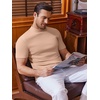 image:imageCOOFANDY Mens Mock Turtleneck Sweater Short Sleeve Slim Fit Turtle Neck Sweaters Casual Basic Tee Ribbed Knit Pullover TopsLight Khaki