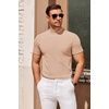 image:imageCOOFANDY Mens Mock Turtleneck Sweater Short Sleeve Slim Fit Turtle Neck Sweaters Casual Basic Tee Ribbed Knit Pullover TopsLight Khaki