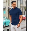 image:imageCOOFANDY Mens Mock Turtleneck Sweater Short Sleeve Slim Fit Turtle Neck Sweaters Casual Basic Tee Ribbed Knit Pullover TopsNavy Blue