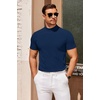 image:imageCOOFANDY Mens Mock Turtleneck Sweater Short Sleeve Slim Fit Turtle Neck Sweaters Casual Basic Tee Ribbed Knit Pullover TopsNavy Blue