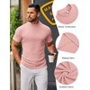 image:imageCOOFANDY Mens Mock Turtleneck Sweater Short Sleeve Slim Fit Turtle Neck Sweaters Casual Basic Tee Ribbed Knit Pullover TopsPink