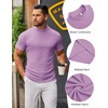 image:imageCOOFANDY Mens Mock Turtleneck Sweater Short Sleeve Slim Fit Turtle Neck Sweaters Casual Basic Tee Ribbed Knit Pullover TopsPurple