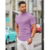 image:imageCOOFANDY Mens Mock Turtleneck Sweater Short Sleeve Slim Fit Turtle Neck Sweaters Casual Basic Tee Ribbed Knit Pullover TopsPurple