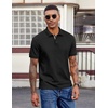 image:imageCOOFANDY Mens Polo Shirts Short Sleeve Cotton Pique Casual Button T Shirts Classic Fit Collared Golf ShirtsBlack