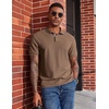 image:imageCOOFANDY Mens Polo Shirts Short Sleeve Cotton Pique Casual Button T Shirts Classic Fit Collared Golf ShirtsBrown