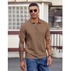 image:imageCOOFANDY Mens Polo Shirts Short Sleeve Cotton Pique Casual Button T Shirts Classic Fit Collared Golf ShirtsBrown
