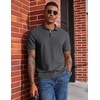 image:imageCOOFANDY Mens Polo Shirts Short Sleeve Cotton Pique Casual Button T Shirts Classic Fit Collared Golf ShirtsDark Gray