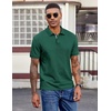 image:imageCOOFANDY Mens Polo Shirts Short Sleeve Cotton Pique Casual Button T Shirts Classic Fit Collared Golf ShirtsGreen