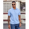 image:imageCOOFANDY Mens Polo Shirts Short Sleeve Cotton Pique Casual Button T Shirts Classic Fit Collared Golf ShirtsLight Blue