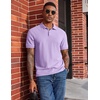 image:imageCOOFANDY Mens Polo Shirts Short Sleeve Cotton Pique Casual Button T Shirts Classic Fit Collared Golf ShirtsLight Purple