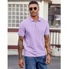 image:imageCOOFANDY Mens Polo Shirts Short Sleeve Cotton Pique Casual Button T Shirts Classic Fit Collared Golf ShirtsLight Purple