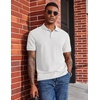 image:imageCOOFANDY Mens Polo Shirts Short Sleeve Cotton Pique Casual Button T Shirts Classic Fit Collared Golf ShirtsWhite