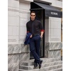 image:imageCOOFANDY Mens Printed Dress Shirts Long Sleeve Business Button Down Shirt Contrast Collar Shirts for MenBlack  Reddouble Rings