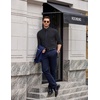 image:imageCOOFANDY Mens Printed Dress Shirts Long Sleeve Business Button Down Shirt Contrast Collar Shirts for MenBlackleaves