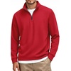 image:imageCOOFANDY Mens Quarter Zip Pullover FleeceLined Mock Neck Sweatshirt Casual  Adjustable 14 Zip Mock Neck Long Sleeve Solid Color Breathable Warm Layering Friendly Ideal For Golf Daily WearRed