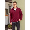 image:imageCOOFANDY Mens Quarter Zip Pullover FleeceLined Mock Neck Sweatshirt Casual  Adjustable 14 Zip Mock Neck Long Sleeve Solid Color Breathable Warm Layering Friendly Ideal For Golf Daily WearWine Red