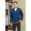 image:imageCOOFANDY Mens Quarter Zip Pullover FleeceLined Mock Neck Sweatshirt Casual  Adjustable 14 Zip Mock Neck Long Sleeve Solid Color Breathable Warm Layering Friendly Ideal For Golf Daily WearNavy Blue