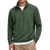 image:imageCOOFANDY Mens Quarter Zip Pullover FleeceLined Mock Neck Sweatshirt Casual  Adjustable 14 Zip Mock Neck Long Sleeve Solid Color Breathable Warm Layering Friendly Ideal For Golf Daily WearArmy Green