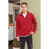 image:imageCOOFANDY Mens Quarter Zip Pullover FleeceLined Mock Neck Sweatshirt Casual  Adjustable 14 Zip Mock Neck Long Sleeve Solid Color Breathable Warm Layering Friendly Ideal For Golf Daily WearRed