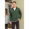 image:imageCOOFANDY Mens Quarter Zip Pullover FleeceLined Mock Neck Sweatshirt Casual  Adjustable 14 Zip Mock Neck Long Sleeve Solid Color Breathable Warm Layering Friendly Ideal For Golf Daily WearArmy Green
