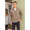 image:imageCOOFANDY Mens Quarter Zip Pullover FleeceLined Mock Neck Sweatshirt Casual  Adjustable 14 Zip Mock Neck Long Sleeve Solid Color Breathable Warm Layering Friendly Ideal For Golf Daily WearKhaki