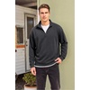 image:imageCOOFANDY Mens Quarter Zip Pullover FleeceLined Mock Neck Sweatshirt Casual  Adjustable 14 Zip Mock Neck Long Sleeve Solid Color Breathable Warm Layering Friendly Ideal For Golf Daily WearDrak Grey