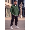 image:imageCOOFANDY Mens Quarter Zip Pullover FleeceLined Mock Neck Sweatshirt Casual  Adjustable 14 Zip Mock Neck Long Sleeve Solid Color Breathable Warm Layering Friendly Ideal For Golf Daily WearArmy Green