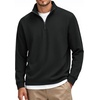 image:imageCOOFANDY Mens Quarter Zip Pullover FleeceLined Mock Neck Sweatshirt Casual  Adjustable 14 Zip Mock Neck Long Sleeve Solid Color Breathable Warm Layering Friendly Ideal For Golf Daily WearAll Black