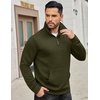 image:imageCOOFANDY Mens Quarter Zip Sweatshirt Long Sleeve Casual Waffle Pullover Hoodies with PocketArmy Green