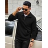 image:imageCOOFANDY Mens Quarter Zip Sweatshirt Long Sleeve Casual Waffle Pullover Hoodies with PocketBlack