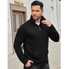 image:imageCOOFANDY Mens Quarter Zip Sweatshirt Long Sleeve Casual Waffle Pullover Hoodies with PocketBlack
