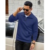 image:imageCOOFANDY Mens Quarter Zip Sweatshirt Long Sleeve Casual Waffle Pullover Hoodies with PocketBlue