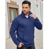 image:imageCOOFANDY Mens Quarter Zip Sweatshirt Long Sleeve Casual Waffle Pullover Hoodies with PocketBlue