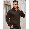 image:imageCOOFANDY Mens Quarter Zip Sweatshirt Long Sleeve Casual Waffle Pullover Hoodies with PocketBrown