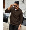 image:imageCOOFANDY Mens Quarter Zip Sweatshirt Long Sleeve Casual Waffle Pullover Hoodies with PocketBrown