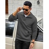 image:imageCOOFANDY Mens Quarter Zip Sweatshirt Long Sleeve Casual Waffle Pullover Hoodies with PocketDark Grey