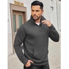 image:imageCOOFANDY Mens Quarter Zip Sweatshirt Long Sleeve Casual Waffle Pullover Hoodies with PocketDark Grey
