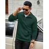 image:imageCOOFANDY Mens Quarter Zip Sweatshirt Long Sleeve Casual Waffle Pullover Hoodies with PocketGreen