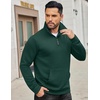 image:imageCOOFANDY Mens Quarter Zip Sweatshirt Long Sleeve Casual Waffle Pullover Hoodies with PocketGreen