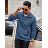 image:imageCOOFANDY Mens Quarter Zip Sweatshirt Long Sleeve Casual Waffle Pullover Hoodies with PocketGrey Blue