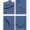 image:imageCOOFANDY Mens Quarter Zip Sweatshirt Long Sleeve Casual Waffle Pullover Hoodies with PocketGrey Blue