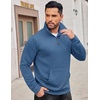 image:imageCOOFANDY Mens Quarter Zip Sweatshirt Long Sleeve Casual Waffle Pullover Hoodies with PocketGrey Blue