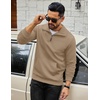 image:imageCOOFANDY Mens Quarter Zip Sweatshirt Long Sleeve Casual Waffle Pullover Hoodies with PocketKhaki