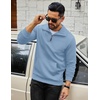 image:imageCOOFANDY Mens Quarter Zip Sweatshirt Long Sleeve Casual Waffle Pullover Hoodies with PocketLight Blue