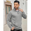 image:imageCOOFANDY Mens Quarter Zip Sweatshirt Long Sleeve Casual Waffle Pullover Hoodies with PocketLight Grey