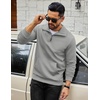image:imageCOOFANDY Mens Quarter Zip Sweatshirt Long Sleeve Casual Waffle Pullover Hoodies with PocketLight Grey