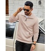 image:imageCOOFANDY Mens Quarter Zip Sweatshirt Long Sleeve Casual Waffle Pullover Hoodies with PocketLight Khaki