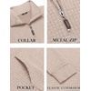 image:imageCOOFANDY Mens Quarter Zip Sweatshirt Long Sleeve Casual Waffle Pullover Hoodies with PocketLight Khaki